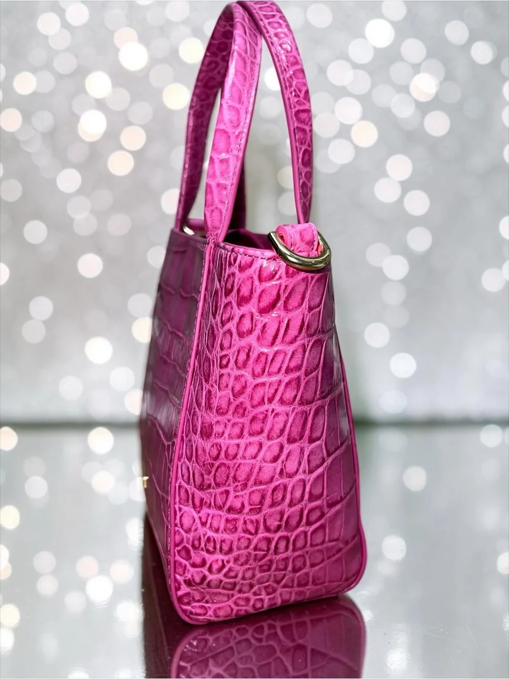 NWT Brahmin Leather Small Mona Tote and Pouch Set, Pink Alba